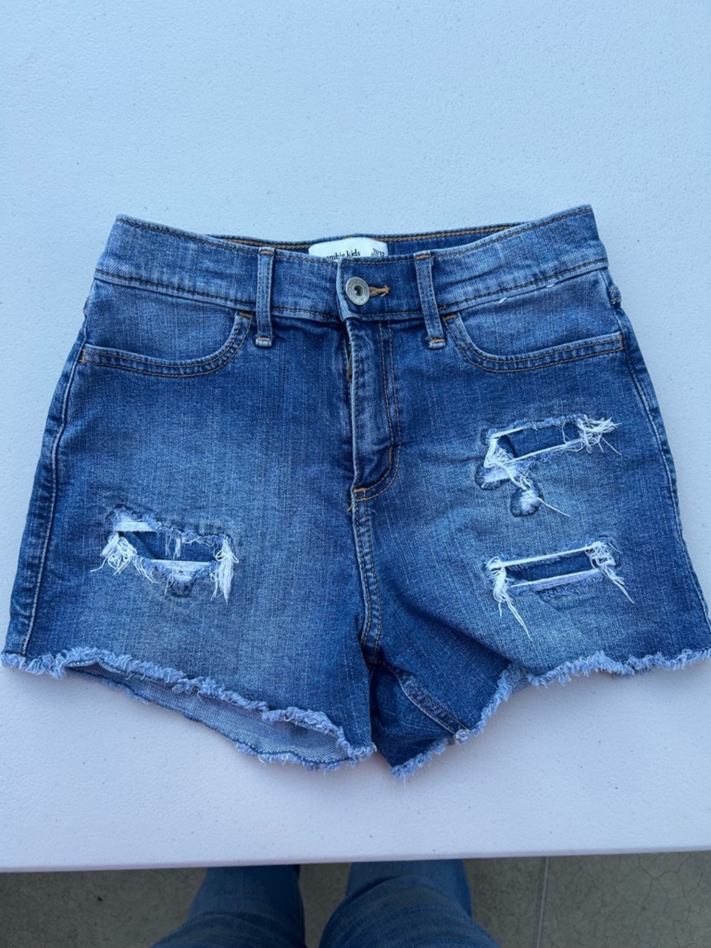 abercrombie kids Distressed Denim Shorts - Blue